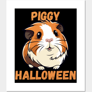 Cute Halloween Guinea Pig With Pumpkin Funny Halloween Gifts For Guinea Pigs Lover Posters and Art